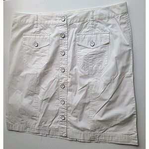 Van Heusen Cream Skirt Knee Length Sz 14 Button Down